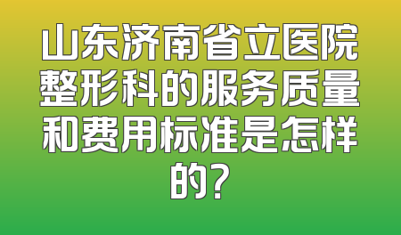 山东济南省立医院整形科的服务质量和费用标准是怎样的？