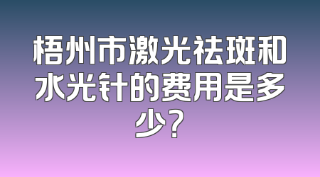 梧州市激光祛斑和水光针的费用是多少？