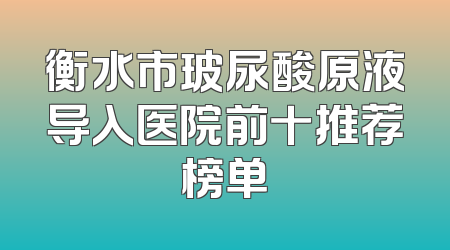 衡水市玻尿酸原液导入医院前十推荐榜单