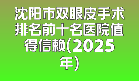沈阳市双眼皮手术排名前十名医院值得信赖（2025年）
