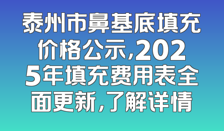 泰州市鼻基底填充价格公示，2025年填充费用表全面更新，了解详情