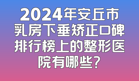 2024年安丘市乳房下垂矫正口碑排行榜上的整形医院有哪些？