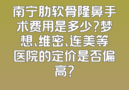 南宁肋软骨隆鼻手术费用是多少？梦想、维密、连美等医院的定价是否偏高？