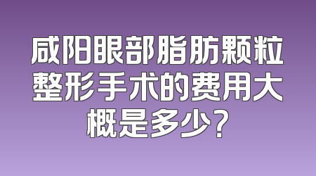 咸阳眼部脂肪颗粒整形手术的费用大概是多少？