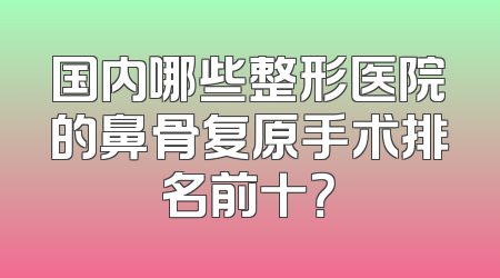 国内哪些整形医院的鼻骨复原手术排名前十？