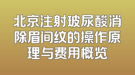 北京注射玻尿酸消除眉间纹的操作原理与费用概览