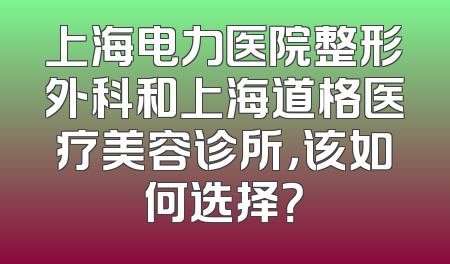 上海电力医院整形外科和上海道格医疗美容诊所，该如何选择？