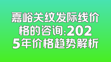 嘉峪关纹发际线价格的咨询：2025年价格趋势解析