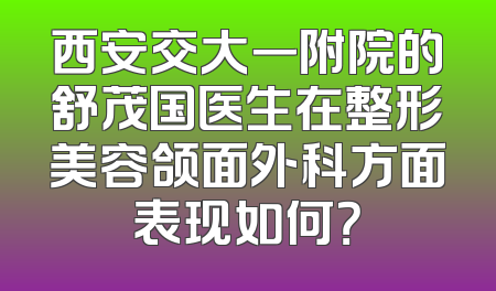 西安交大一附院的舒茂国医生在整形美容颌面外科方面表现如何？