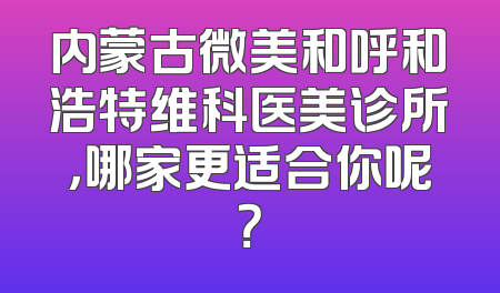 内蒙古微美和呼和浩特维科医美诊所，哪家更适合你呢？