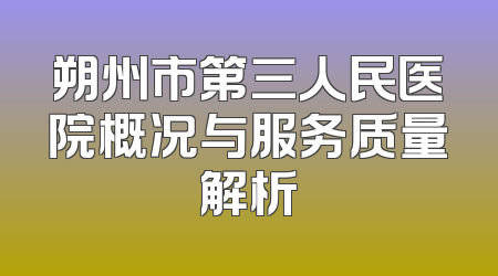 朔州市第三人民医院概况与服务质量解析
