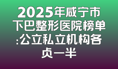 2025年咸宁市下巴整形医院榜单：公立私立机构各占一半