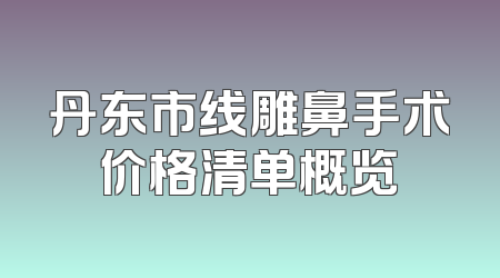 丹东市线雕鼻手术价格清单概览
