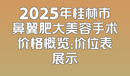 2025年桂林市鼻翼肥大美容手术价格概览：价位表展示