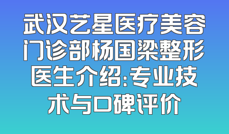 武汉艺星医疗美容门诊部杨国梁整形医生介绍：专业技术与口碑评价