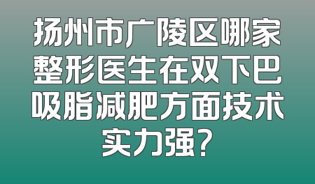 扬州市广陵区哪家整形医生在双下巴吸脂减肥方面技术实力强？