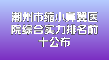 潮州市缩小鼻翼医院综合实力排名前十公布