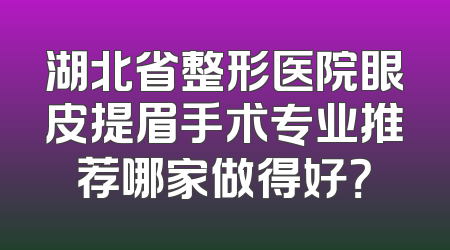 湖北省整形医院眼皮提眉手术专业推荐哪家做得好？