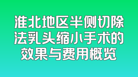 淮北地区半侧切除法乳头缩小手术的效果与费用概览