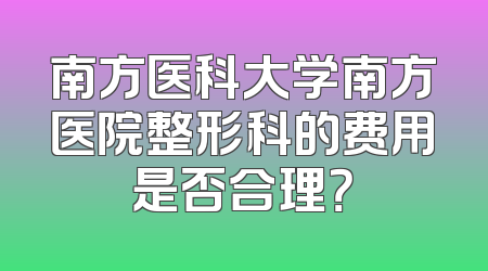 南方医科大学南方医院整形科的费用是否合理？