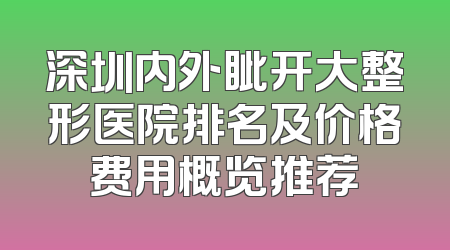 深圳内外眦开大整形医院排名及价格费用概览推荐