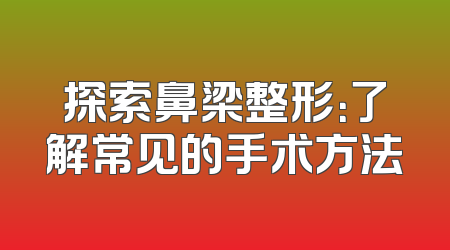 探索鼻梁整形：了解常见的手术方法
