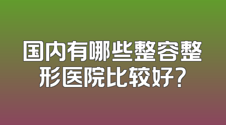 国内有哪些整容整形医院比较好？