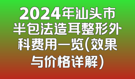 2024年汕头市半包法造耳整形外科费用一览（效果与价格详解）