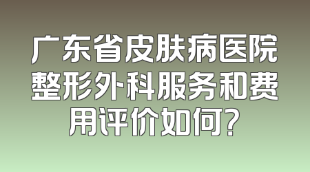 广东省皮肤病医院整形外科服务和费用评价如何？