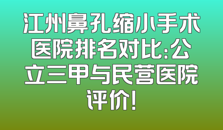 江州鼻孔缩小手术医院排名对比：公立三甲与民营医院评价！