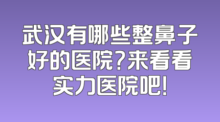 武汉有哪些整鼻子好的医院？来看看实力医院吧！