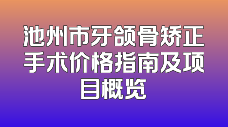 池州市牙颌骨矫正手术价格指南及项目概览
