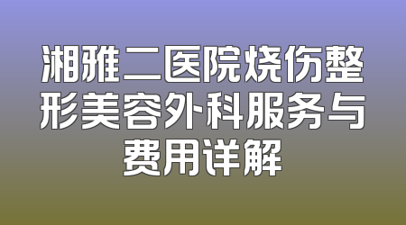 湘雅二医院烧伤整形美容外科服务与费用详解