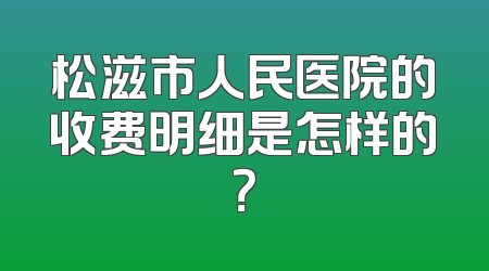 松滋市人民医院的收费明细是怎样的？