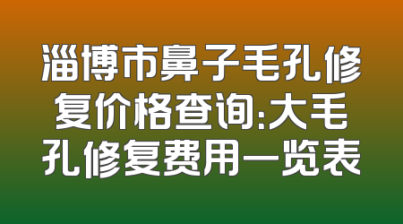 淄博市鼻子毛孔修复价格查询：大毛孔修复费用一览表