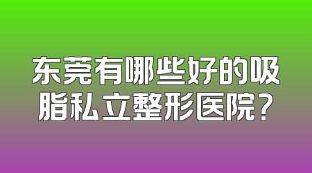 东莞有哪些好的吸脂私立整形医院？