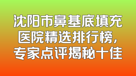 沈阳市鼻基底填充医院精选排行榜，专家点评揭秘十佳