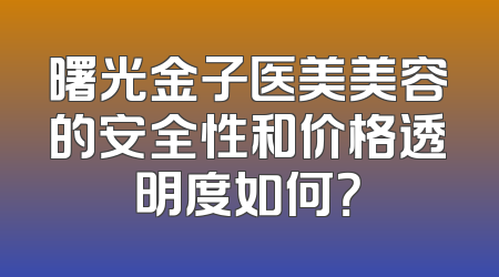 曙光金子医美美容的安全性和价格透明度如何？
