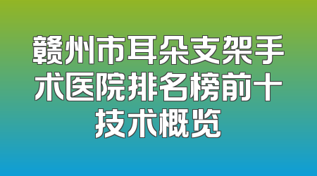 赣州市耳朵支架手术医院排名榜前十技术概览