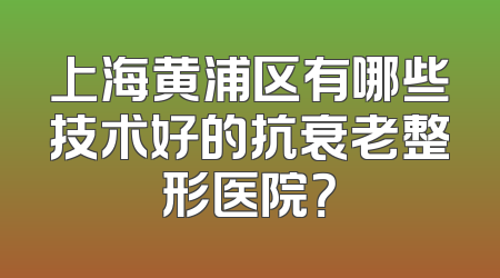 上海黄浦区有哪些技术好的抗衰老整形医院？