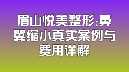 眉山悦美整形：鼻翼缩小真实案例与费用详解