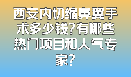 西安内切缩鼻翼手术多少钱？有哪些热门项目和人气专家？