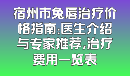 宿州市兔唇治疗价格指南：医生介绍与专家推荐，治疗费用一览表