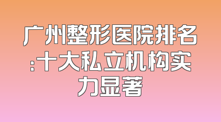 广州整形医院排名：十大私立机构实力显著