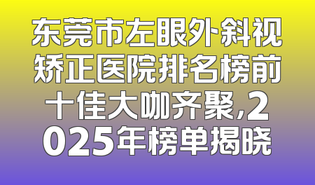 东莞市左眼外斜视矫正医院排名榜前十佳大咖齐聚，2025年榜单揭晓