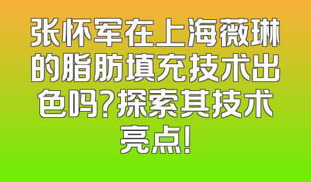 张怀军在上海薇琳的脂肪填充技术出色吗？探索其技术亮点！