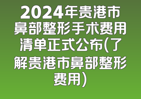 2024年贵港市鼻部整形手术费用清单正式公布（了解贵港市鼻部整形费用）