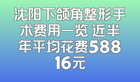 沈阳下颌角整形手术费用一览 近半年平均花费58816元