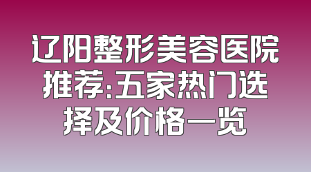 辽阳整形美容医院推荐：五家热门选择及价格一览