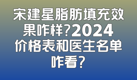 宋建星脂肪填充效果咋样？2024价格表和医生名单咋看？